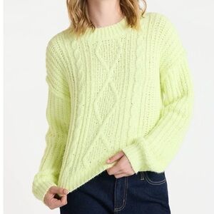 No Boundaries Cable Knit Sweater - Pale Yellow - Spring Yellow - NWT - Medium
